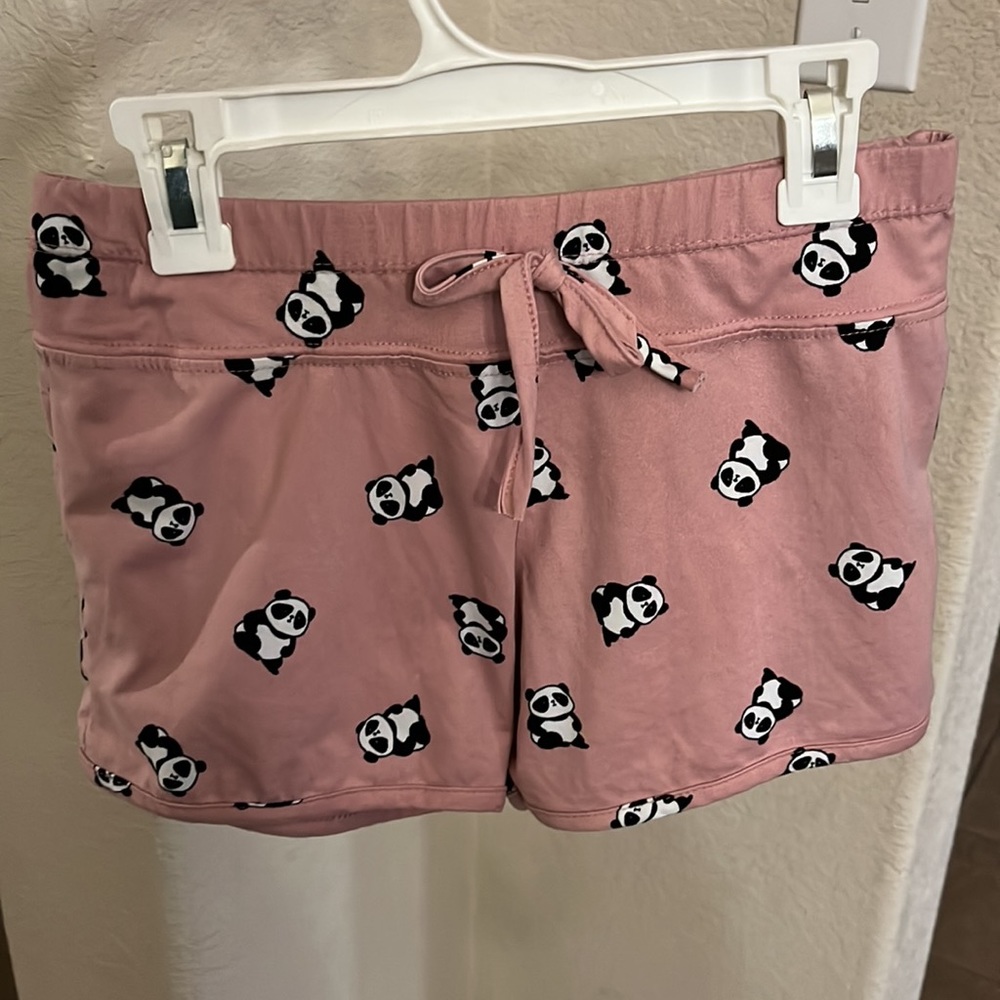 SWEET pink PJ boxer shorts with black panda Size S
